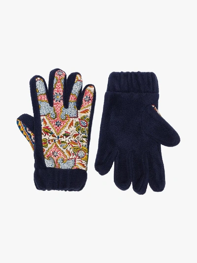 Shop Paria Farzaneh Multicoloured Iranian Print Gloves In Blue