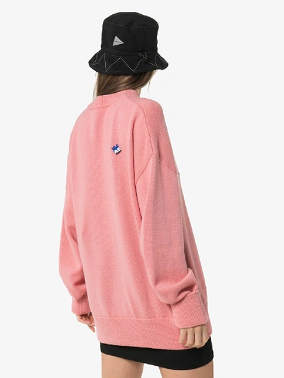 Shop Ader Error Oversized Knitted Boxer Sweater In Pink