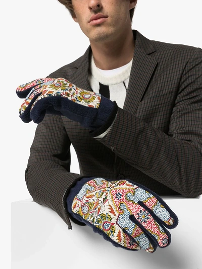 Shop Paria Farzaneh Multicoloured Iranian Print Gloves In Blue