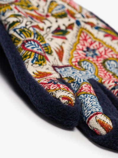 Shop Paria Farzaneh Multicoloured Iranian Print Gloves In Blue