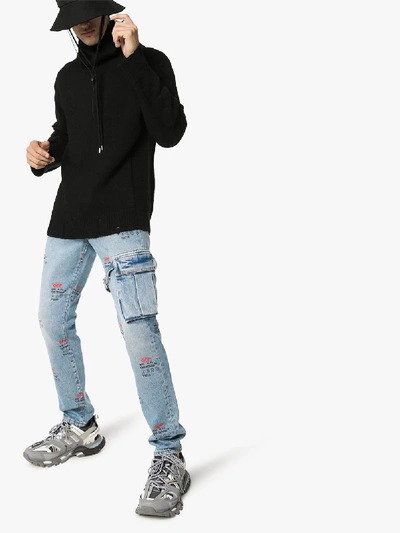 Shop Off-white Y2013 Logo Slim Fit Jeans In Blue