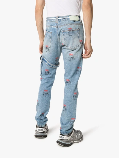 Shop Off-white Y2013 Logo Slim Fit Jeans In Blue