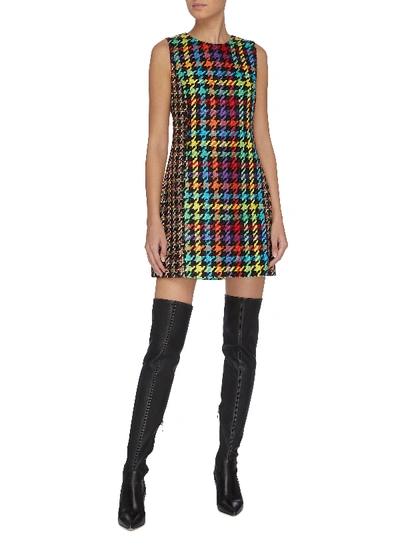 Shop Alice And Olivia 'coley' Colourblock Houndstooth Shift Dress