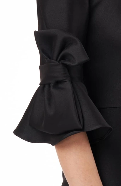 Kay unger bow 2025 sleeve stretch mikado dress
