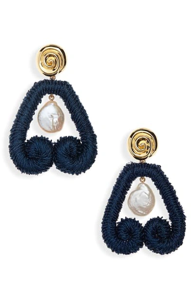 Shop Lizzie Fortunato Scroll Drop Earrings In Blue