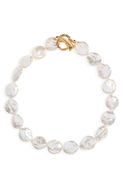 Shop Lizzie Fortunato Goa Pearl Collar Necklace In Gold/ Pearl