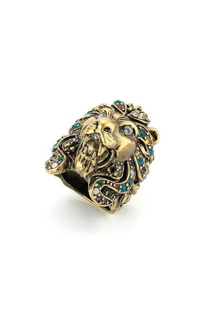 Shop Gucci Lion Ring In Gold