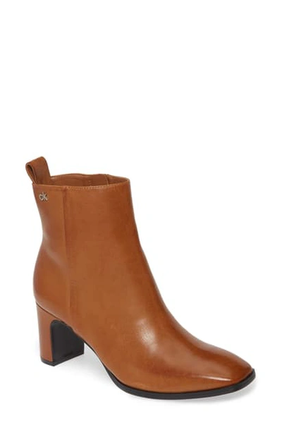 Shop Calvin Klein Deni Bootie In Russet Leather