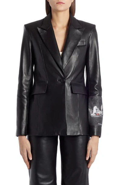 Shop Off-white Painting Leather Blazer In Black No Color