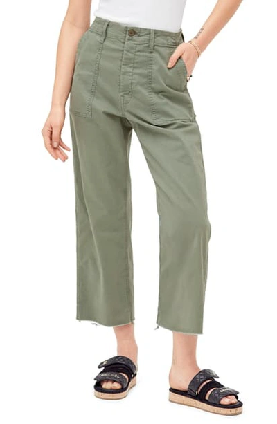 Shop Mother The Patch Pocket Frayed Ankle Military Pants In Army Green