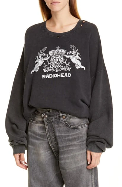 Shop R13 Bearhead Crest Graphic Sweatshirt In Acid Black