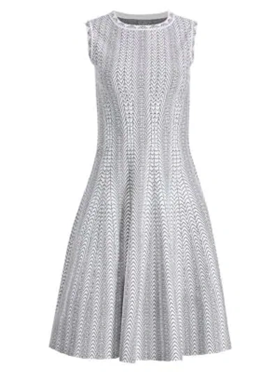Shop Alaïa Boa-print Dress In Blanc Noir