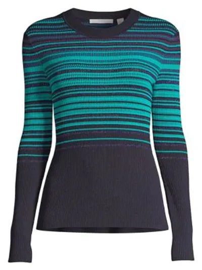 Shop Hugo Boss Fadeira Stretch Stripe Knit Sweater In Midnight Fantasy