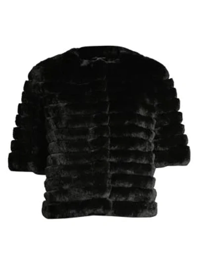 Shop Glamourpuss Rabbit Fur Bolero In Black