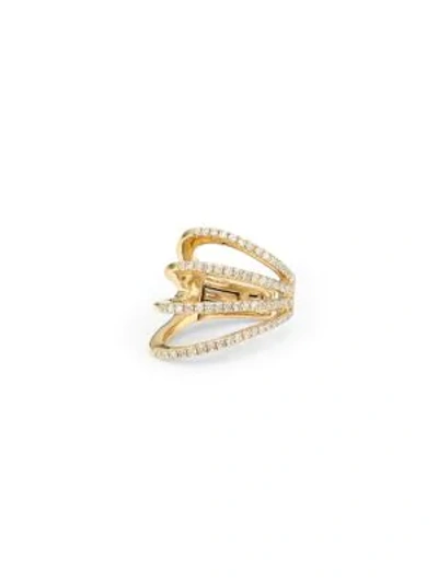 Shop Ef Collection 14k Yellow Gold & Diamond Cage Single Ear Cuff (right)