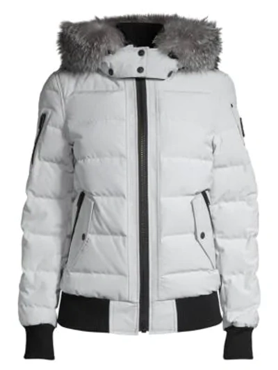 Shop Moose Knuckles Ladriere Fox Fur-trim Quilted Bomber In Gray Birch Frost Fox