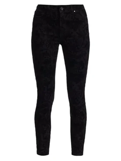 Shop Paige Jeans Women's Hoxton High-rise Velvet Floral Skinny Jeans In Black