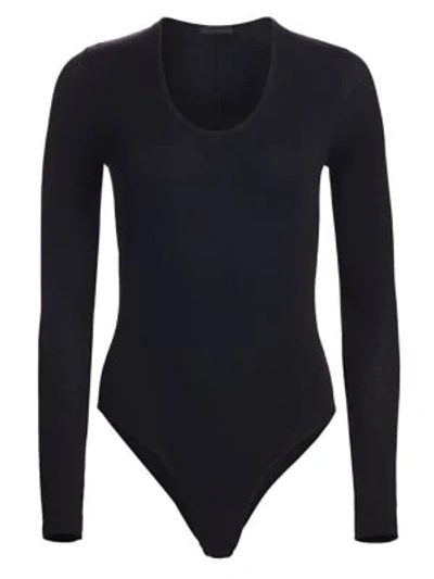 Shop Atm Anthony Thomas Melillo Ribbed Modal Bodysuit In Black
