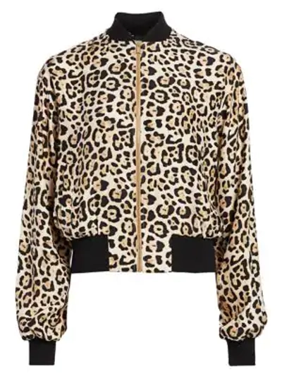 Shop Atm Anthony Thomas Melillo Women's Leopard Print Silk Bomber Jacket
