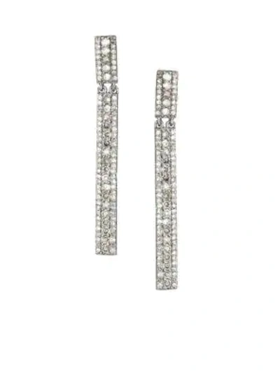 Shop Nina Gilin Women's Pavé Diamond Rectangular Drop Earrings In Silvertone