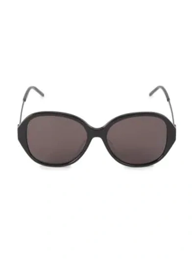 Shop Saint Laurent 57mm Round Sunglasses In Black