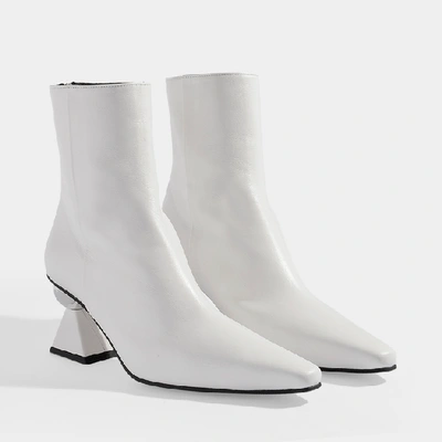 Shop Yuul Yie Amoeba Glam Heel Boots In White Smooth Leather