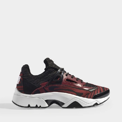 Shop Kenzo Sonic Low Top Sneakers In Burgundy Jacquard