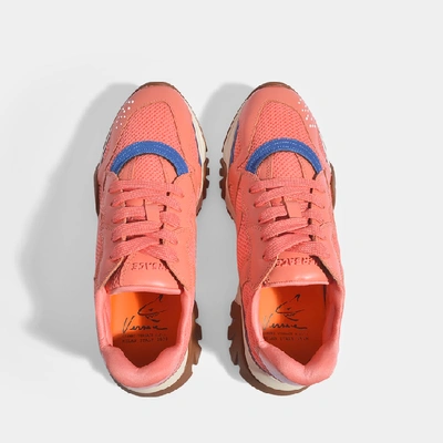Shop Versace Squalo Trainers In Orange Polyester
