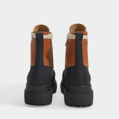 Shop Mm6 Maison Margiela Hiking Boots In Black And Brown Leather