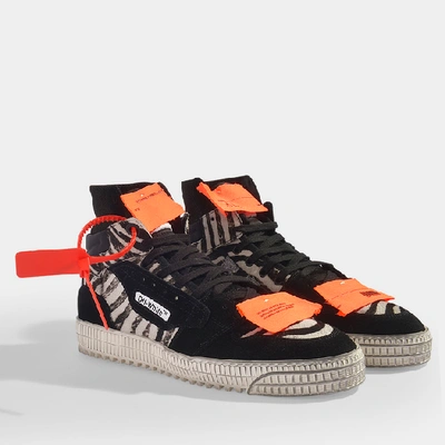 Shop Off-white Off Court Trainers In Black Calf Leather With Zebra Printed Details
