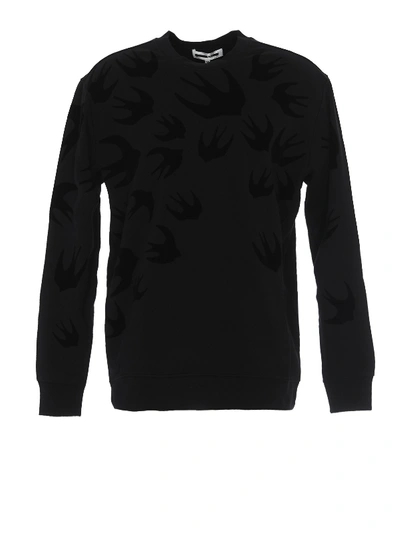 Shop Mcq By Alexander Mcqueen Swallow Flock Print Sweatshirt In Black