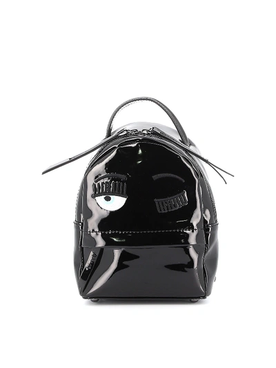 Shop Chiara Ferragni Flirting Black Vinyl Mini Backpack