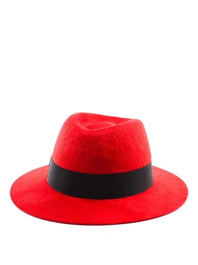Shop Saint Laurent Fedora Felt Hat In Red