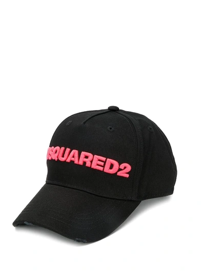 Shop Dsquared2 Logo Embroidery Black Baseball Cap