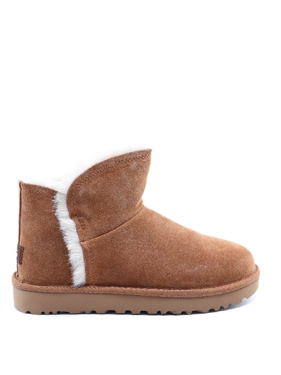 Shop Ugg Classic Mini Fluff High-low Ankle Boots In Light Brown