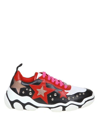 Shop Red Valentino Studded Multicolour Leather Sneakers