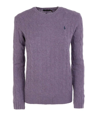 Shop Polo Ralph Lauren Cable Knit Merino Cashmere Sweater In Purple