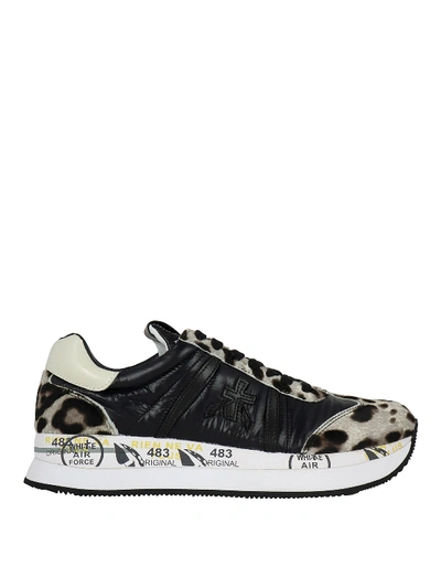 Premiata Conny Leopard Print Sneakers In Black