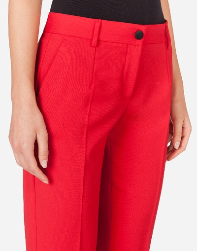 Shop Dolce & Gabbana Low-rise Stretch Woolen Fabric Pants In Red