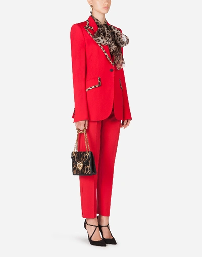 Shop Dolce & Gabbana Low-rise Stretch Woolen Fabric Pants In Red