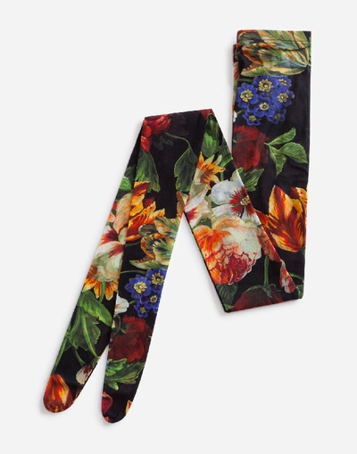 Shop Dolce & Gabbana Flower Bouquet Printed Nylon Tights In Floral Print