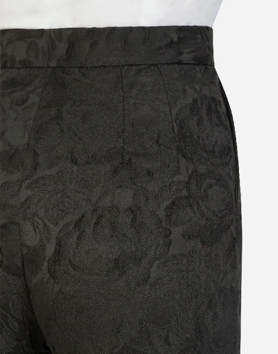 Shop Dolce & Gabbana Low-rise Floral Jacquard Pants In Black