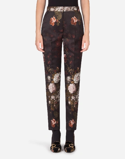 Shop Dolce & Gabbana High-waisted Baroque Floral Jacquard Pants In Red