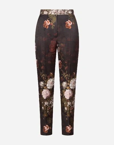 Shop Dolce & Gabbana High-waisted Baroque Floral Jacquard Pants In Red