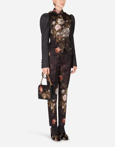 Shop Dolce & Gabbana High-waisted Baroque Floral Jacquard Pants In Red