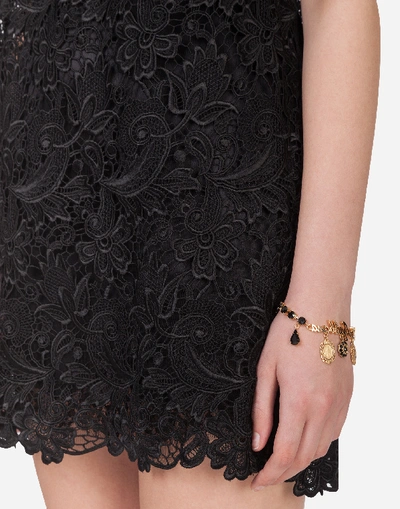 Shop Dolce & Gabbana Short Macramé Dress In Black