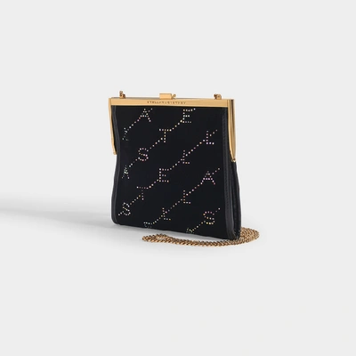 Shop Stella Mccartney Mini Frame Bag Monogram Monogram Velvet Crystal