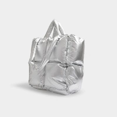 Off-white Puffy Small Metallic Nylon Bag In Silver | ModeSens