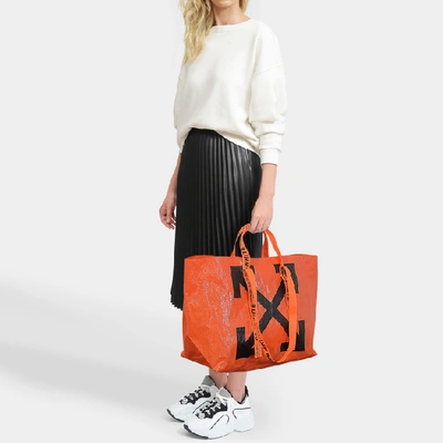 Shop Off-white Arrows Tote Bag In Orange And Black Pvc