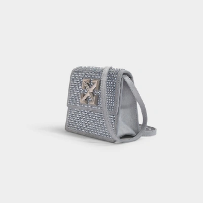 Shop Off-white Crystal Jitney 0.7 Bag In Metallic Leather And Crystals